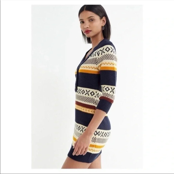 Urban Outfitters UO Isla Fair Isle Button Front Sweater Dress - Picture 4 of 9